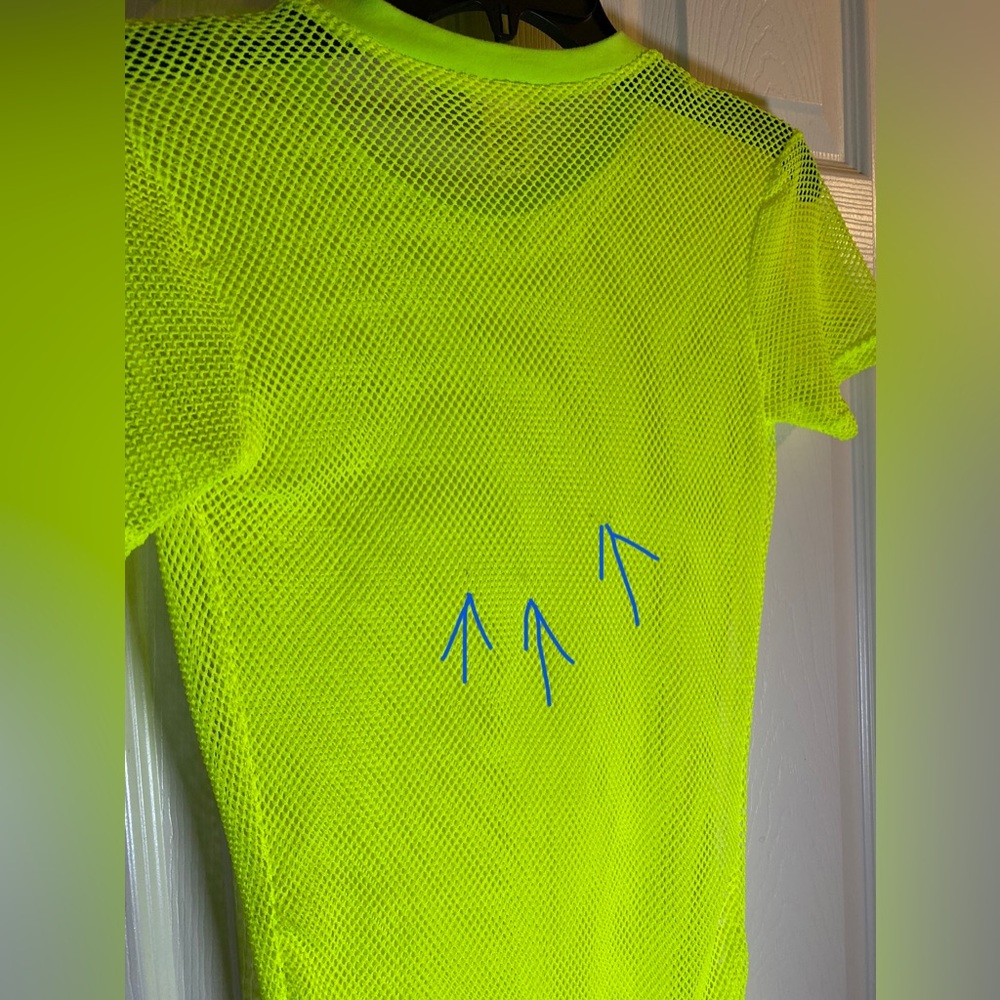NYC Women M Sheer Mesh Shirt Dress Sexy Clubwear See Through Top Adult Yellow - Picture 5 of 9